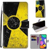 Voor Samsung Galaxy F62 / M62 Gekleurde tekening Cross Texture Horizontale Flip PU lederen tas met houder & kaartsleuven & portemonnee & lanyard (geel zwart logo)