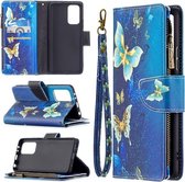 Voor Xiaomi Redmi Note 10 Pro Gekleurde Tekening Patroon Rits Horizontale Flip Leren Case met Houder & Kaartsleuven & Portemonnee (Gouden Vlinder)