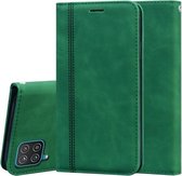 Voor Samsung Galaxy A12 5G Frosted Business Magnetische Horizontale Flip PU lederen tas met houder & kaartsleuf & lanyard (groen)