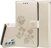 Voor Samsung Galaxy A32 5G Rose reliëf horizontale flip PU lederen tas met houder & kaartsleuven & portemonnee (goud)
