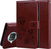 Voor Xiaomi Mi 10T Lite 5G Rose reliëf horizontale flip PU lederen tas met houder & kaartsleuven & portemonnee (bruin)