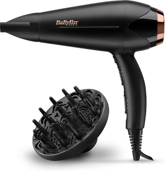 BaByliss Turbo Smooth 2200 Fohn D570DE - Ionische Anti-Pluis - Föhn met diffuser (15mm) - 2200 Watt - Haardroger - Coolshot