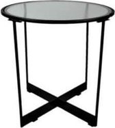 Ronde bijzettafel met tafelblad van veiligheidsglas en metalen onderstel S 50 cm 216001216