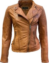 Leren jas biker dames cognac- Barcelona - XXL, Zomer