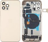 Batterij-achterklep (met zijtoetsen & luidspreker & motor & cameralens & kaarthouder & aan / uit-knop + volumeknop + oplaadpoort & draadloze oplaadmodule) voor iPhone 12 Pro (goud)