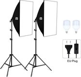 PULUZ Softbox-verlichtingsset 2 STUKS 50x70cm Professionele fotostudio-fotografie Lichtapparatuur met 2 x E27-fittinglamp Fotografie-verlichtingsset voor het filmen van portretopna