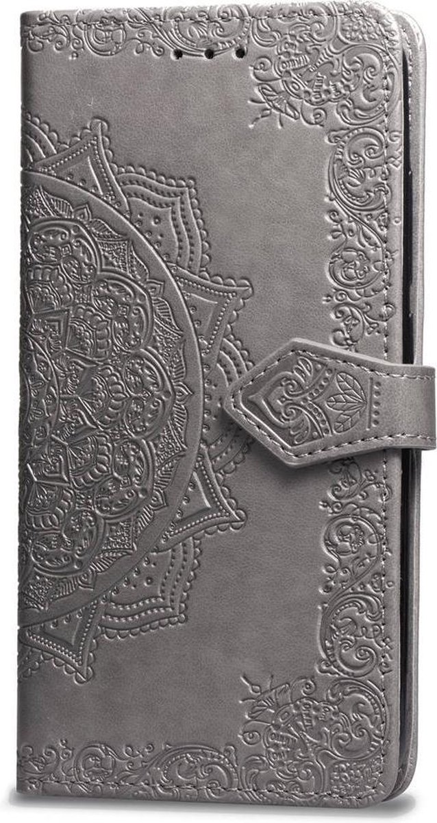 Geschikt voor Apple iPhone 11 Bookcase - Grijs - Bloemen - Portemonnee Hoesje