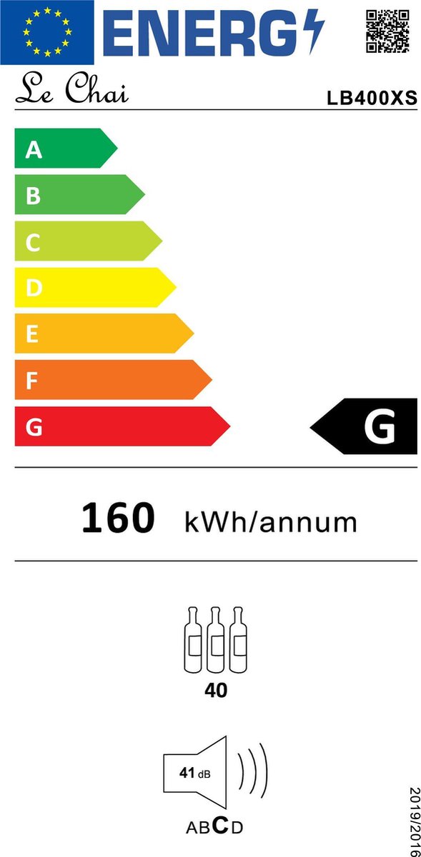 Le Chai LB400XS Wijnkoelkast 2 Zones RVS 40 Flessen - afbeelding 2