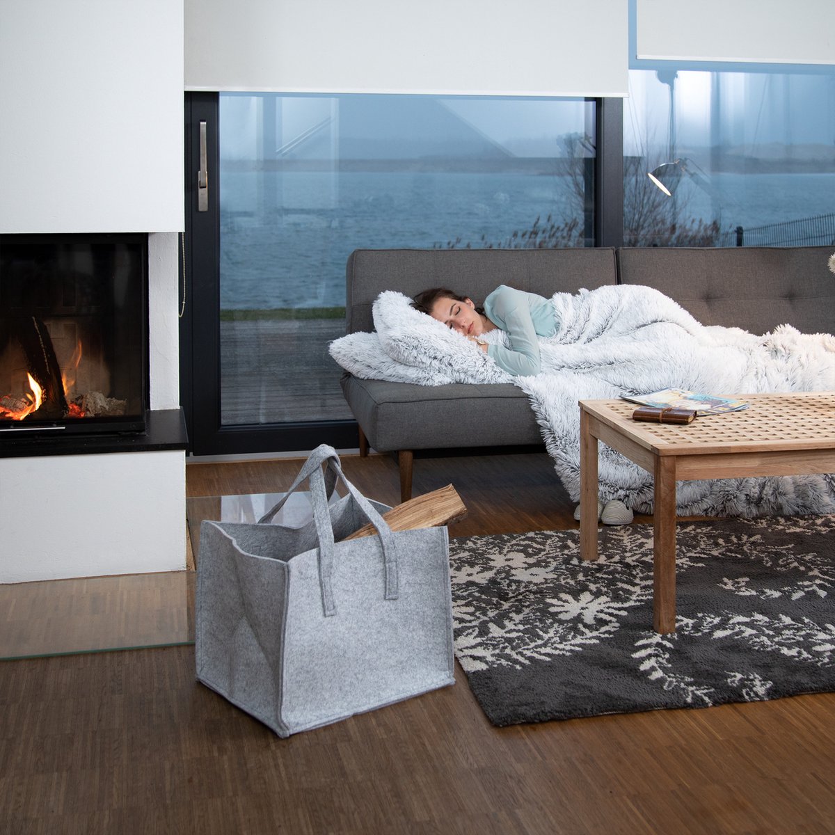 houtmand vilt - opvouwbaar - 34,5 x 43 x 36,5 cm - houtopslag binnen - antraciet — cadeau in Wonen & Interieur - foto 7