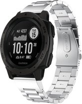 Shop4 - Garmin Instinct Bandje (ook Surf, Solar en Camo) - Roestvrijstaal Zilver