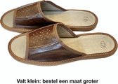 Leren heren slippers | Huisslippers | Instapsloffen | Pantoffels | Leer | Bruin | Maat 45