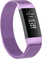 By Qubix - Fitbit Charge 3 & 4 milanese bandje (large) - Lichtpaars - Fitbit charge bandjes