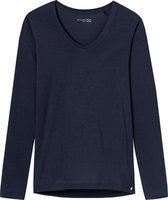 SCHIESSER dames Mix+Relax T-shirt - lange mouw - V-hals - donkerblauw -  Maat: S