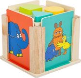 Vormenstoof hout - kubus met de olifant en muis! - Houten speelgoed vanaf 1 jaar