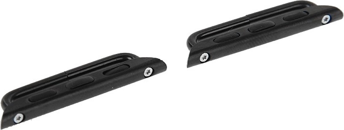 By Qubix - Metalen strap connector - Zwart - Geschikt voor Apple Watch 44mm / 45mm / 46mm / 49mm