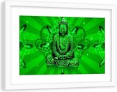 Foto in frame , Mediterende Boeddha , 120x80cm , Groen, Premium print