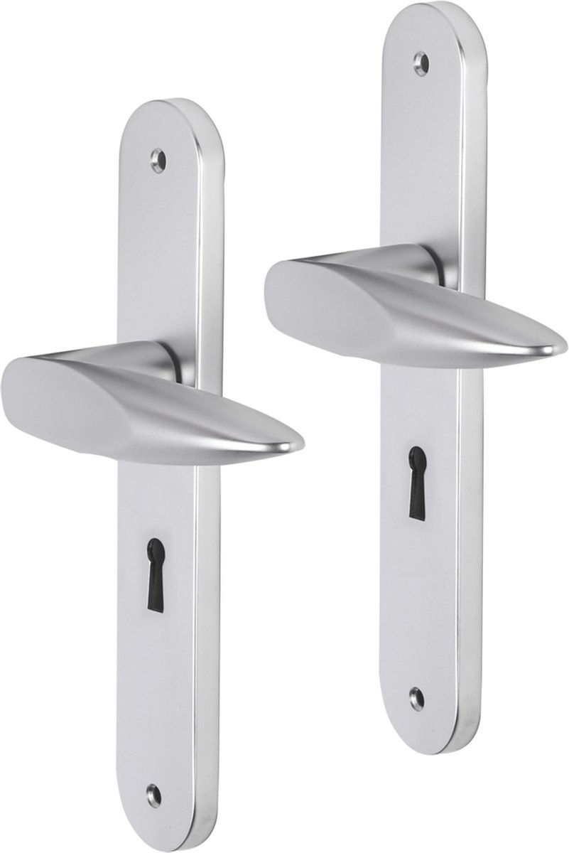 Impresso Sutton Deurklink – Deurbeslag – Ovaal – Deurschild met Schroeven en Sleutelgat – Aluminium