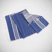 Kleine Hamamdoek Krem Sultan Royal Blue - 100x50cm - dunne katoenen handdoek - sneldrogende saunahanddoek (niet geschikt als lendendoek)