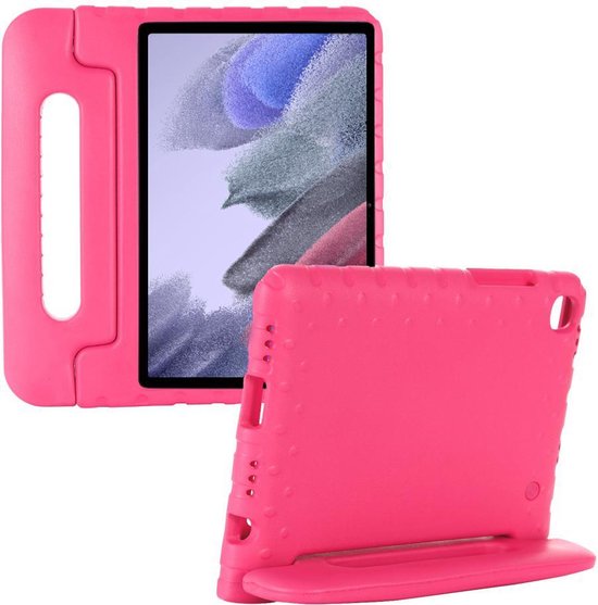 Hoes Kinderen Geschikt voor Samsung Tab A7 Lite - Kids proof back cover - Draagbare tablet kinderhoes met handvat - Roze