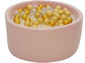 Ballenbak Roze 90x40 met 250 ballen Goud, Beige, Transparant