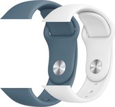 2 sport bandjes geschikt voor Apple Smartwatch 38/40 mm S/M – YOUNIQ – Ijs Blauw & Wit – iWatch Series 1/2/3/4/5/6/SE - Horloge Band Strap geschikt voor Apple Watch