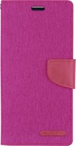 Hoesje geschikt voor Galaxy S20 Plus - Mercury Canvas Diary Wallet Case - Hoesje met Pasjeshouder - Roze