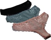 Vanilla - Dames slip, dames ondergoed, 3-Pack slips - Blauw/Roze/Zwart - NBB109 - L