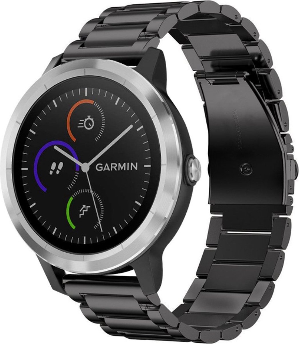 Geschikt voor Garmin Vivoactive 3 stalen bandje- zwart - 42mm