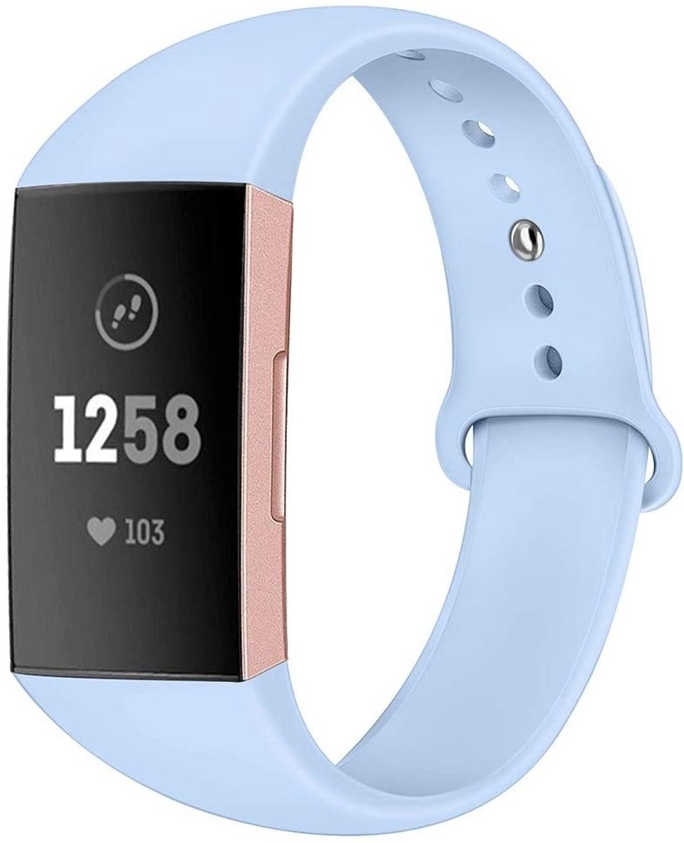 geschikt voor Fitbit geschikt voor Fitbit Charge 4 sport band - lichtblauw - Maat S