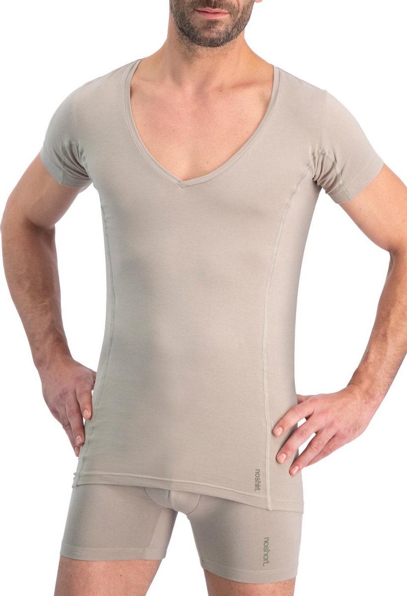 Noshirt Dry Cotton - Ondershirt - Diepe V-Hals - Katoen - Invisible Khaki - Maat XXL