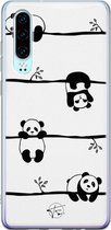 Huawei P30 hoesje - Panda - Siliconen - Soft Case Telefoonhoesje - Print - Zwart