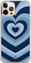 iPhone 12 hoesje - Hart blauw - Soft Case Telefoonhoesje - Print - Blauw