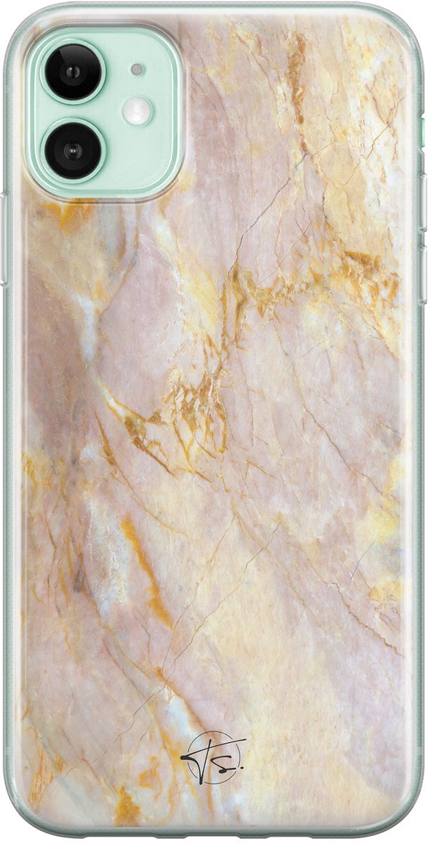Hoesje geschikt voor iPhone 11 - Stay Golden Marble - Soft Case - TPU - Marmer - Goud - ELLECHIQ