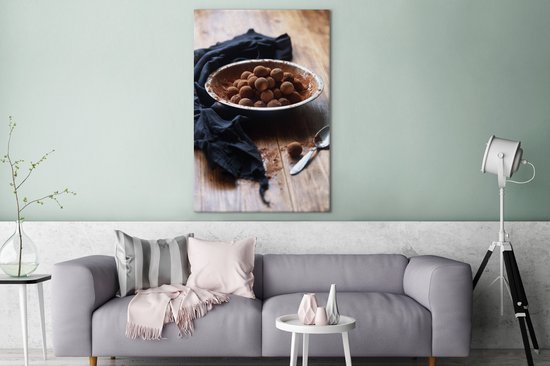 Un bol de truffes au chocolat vegan sur toile 80x120 cm - Tirage photo sur toile (Décoration murale salon / chambre)