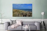 Canvas schilderij 140x90 cm - Wanddecoratie De Franse duinen van het strand van Utah Beach in Europa - Muurdecoratie woonkamer - Slaapkamer decoratie - Kamer accessoires - Schilderijen