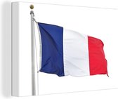 Canvas Schilderij De vlag van Frankrijk op een witte achtergrond - 60x40 cm - Wanddecoratie