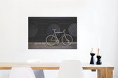 Canvas Schilderij Een fiets geparkeerd op stoep - 90x60 cm - Wanddecoratie