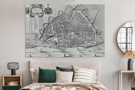 Peintures sur toile - Plan de la ville - Nijmegen - Antique - 150x100 cm - Décoration murale