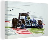 Canvas Schilderij Een illustratie van een raceauto uit de Formule 1 - 30x20 cm - Wanddecoratie