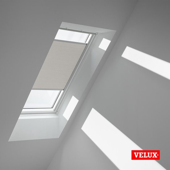 Store plissé occultant d'origine VELUX (FHC), cadre argenté, S06, 606, 4, gris clair