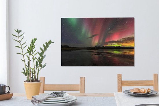 Northern Lights in Iceland Canvas 80x60 cm - Tirage photo sur toile (Décoration murale salon / chambre)