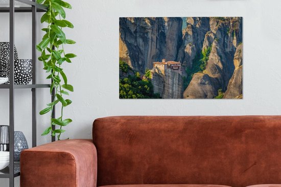 Les monastères des Météores au milieu des montagnes de Grèce Toile 60x40 cm - Tirage photo sur toile (Décoration murale salon / chambre)