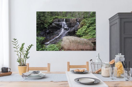 Cascade dans les forêts du parc national de Skuleskogen en Suède Toile 120x80 cm - Tirage photo sur toile (Décoration murale salon / chambre)