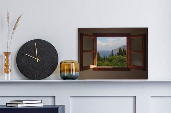 Canvas Schilderij Uitzicht in Griekenland - 40x30 cm - Wanddecoratie