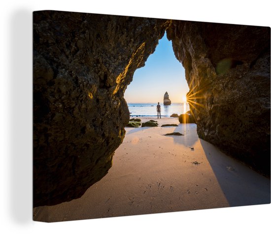 Coucher de soleil sur toile Algarve 2cm 120x80 cm - Tirage photo sur toile (Décoration murale salon / chambre)