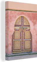 Canvas Schilderij Deur - Marrakesh - Roze - 80x120 cm - Wanddecoratie