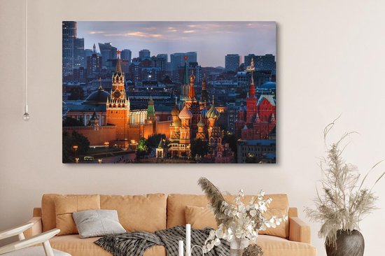 Moscou le soir toile 2cm 180x120 cm - Tirage photo sur toile (Décoration murale salon / chambre) XXL / Groot format!