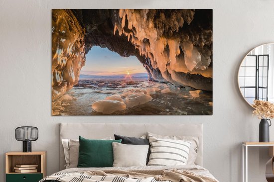 Tableau sur toile Glace - Lac Baïkal - Russie - 180x120 cm - Décoration murale XXL
