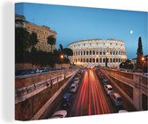 Canvas schilderij 140x90 cm - Wanddecoratie Rome - Maan - Colosseum - Muurdecoratie woonkamer - Slaapkamer decoratie - Kamer accessoires - Schilderijen