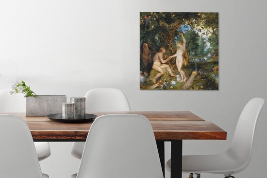 Peintures sur toile - Le paradis terrestre avec la chute d'Adam et Eve - Peinture de Peter Paul Rubens - 50x50 cm - Décoration murale